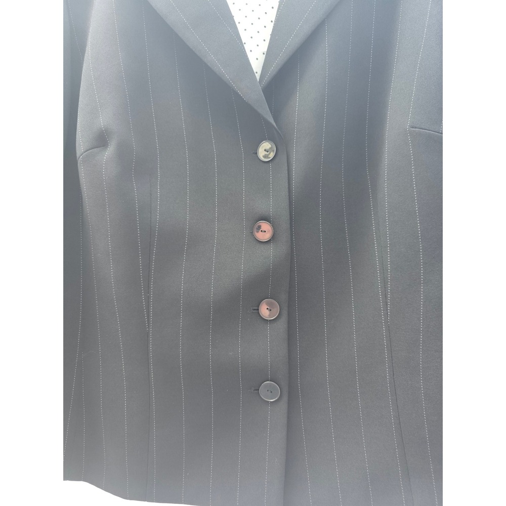 Tahari Arthur S. Levine Black Pinstripe Blazer Polka Dot Lining Womens 22W - Picture 4 of 9